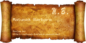 Matusek Barbara névjegykártya